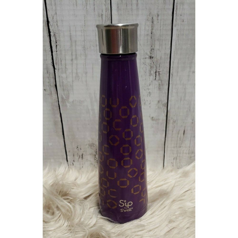 Sip by Swell Insulated Water Bottle Savvy Purple geometric  15 oz. 450 ml.